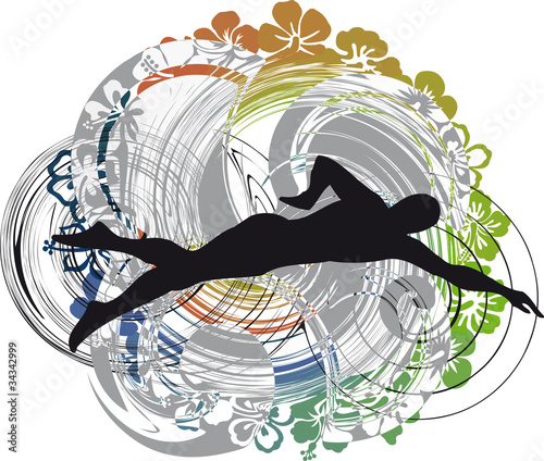 illustration of Man swimming. Vector illustration