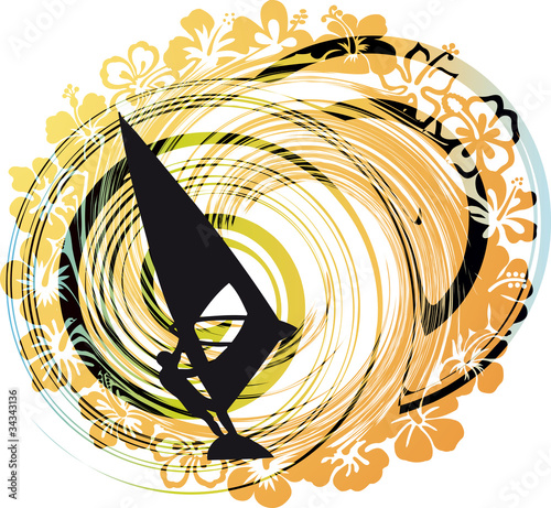 windsurfing vector illustration.