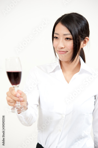 beautiful asian woman drinking