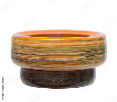 Ceramic empty flower pot isolated on white