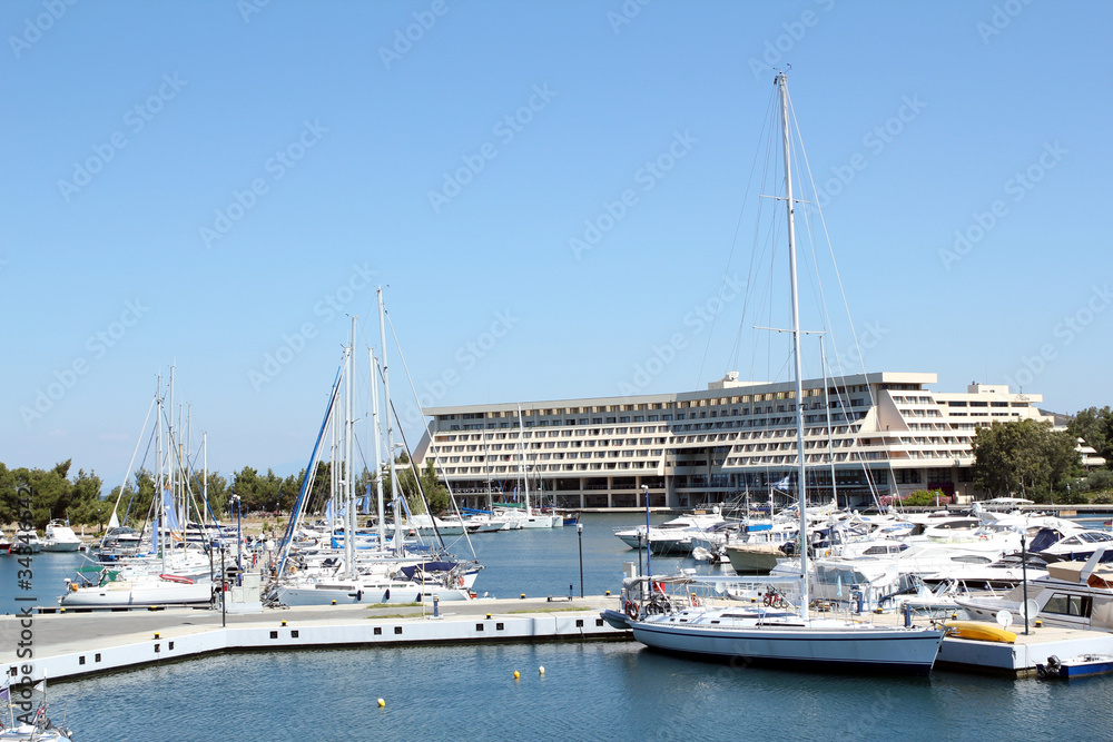 Porto Carras port with yachts and boats