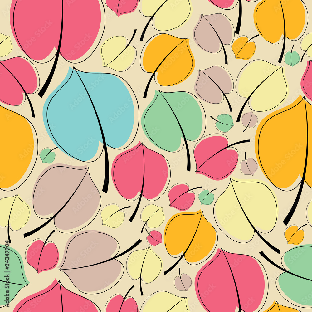 Colorful leafs seamless pattern