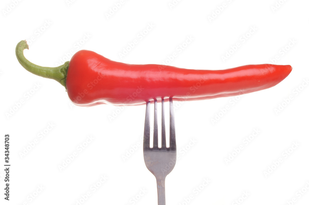 Red pepper on a fork