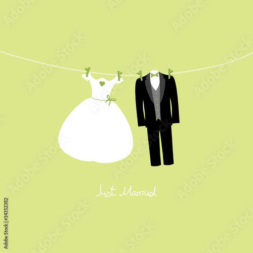 Hanging Bridal Couple Just Married Green