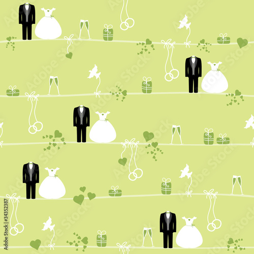 Seamless Pattern Wedding Green