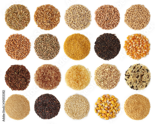 Obraz na płótnie Cereals collection isolated on white background