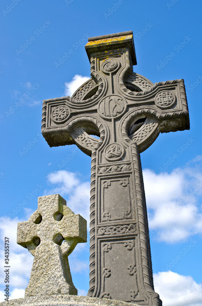 Two Irish celtic cross with different celtic design Two Irish celtic cross with different celtic design