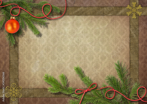 vintage Christmas tree and snowflake