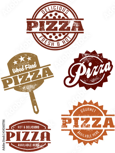 Vintage Style Pizza Stamps