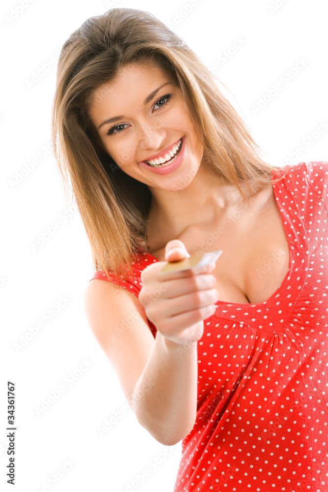 Girl with card