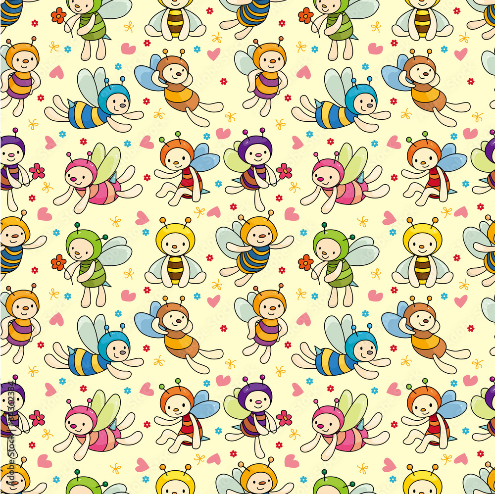 cartoon bee boy seamless pattern. cartoon bee boy seamless pattern.