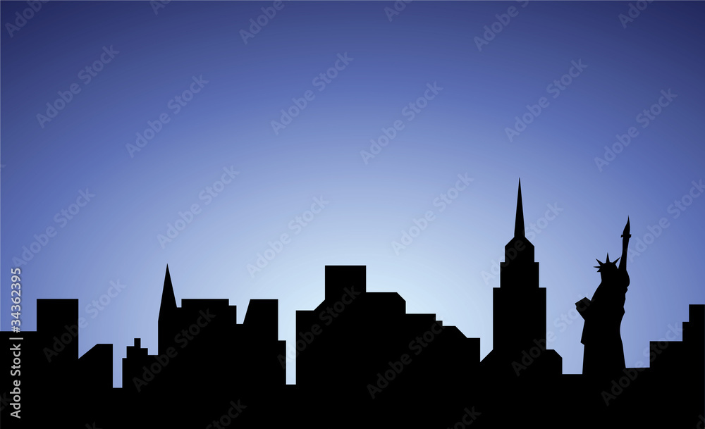 silhouette of New-York city, USA, vector