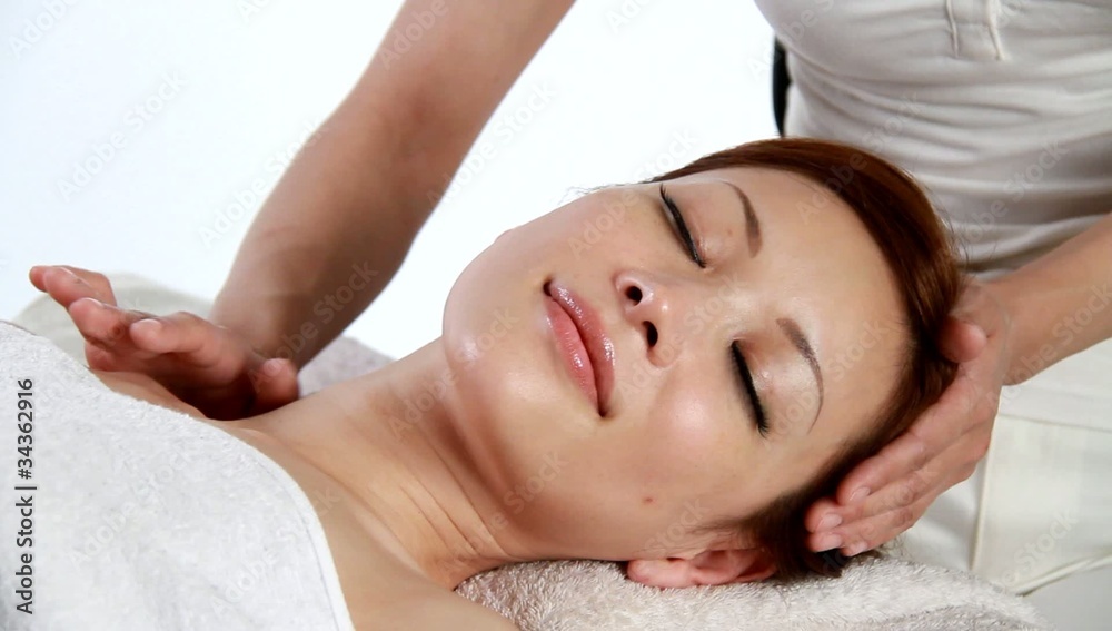 woman having neck massage woman having neck massage