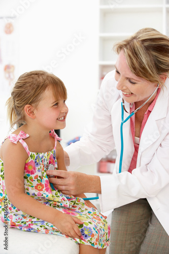 Female doctor examining child photo