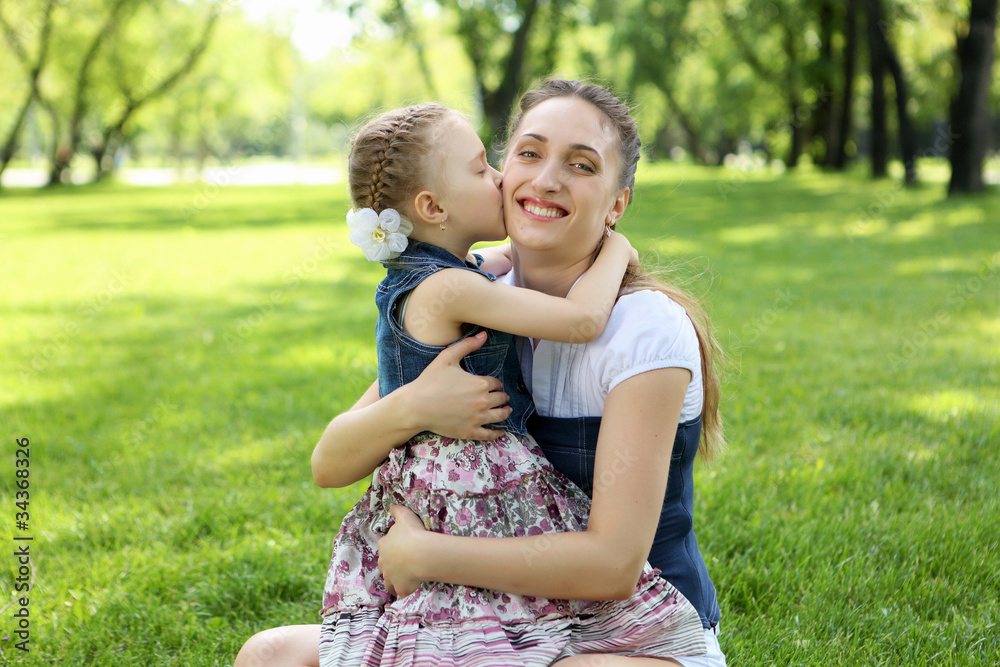 Fototapeta premium Mother with her daughter outside