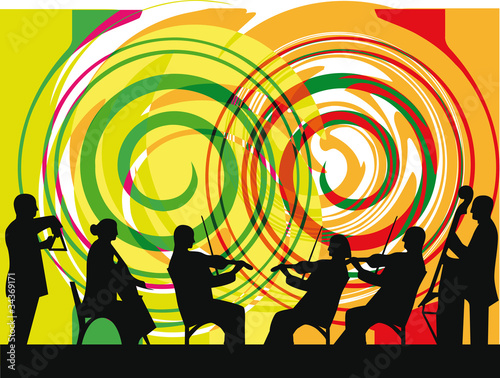 Illustration of musicians play classical music. Vector