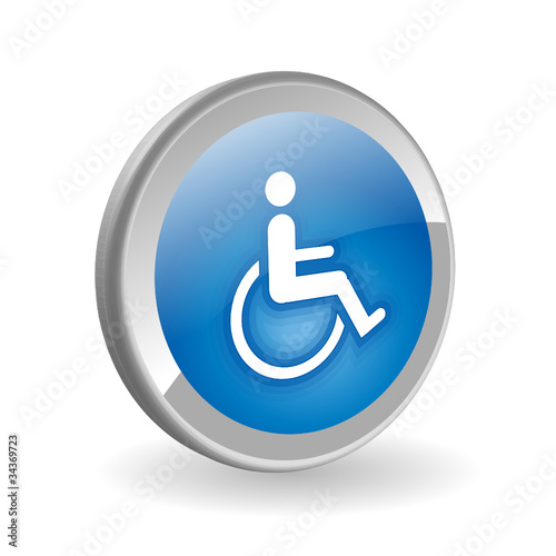 DISABILITY symbol button (equal access rights wheelchair user)