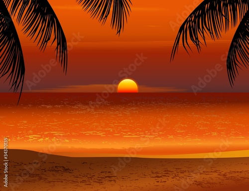 Tropical beach sunset