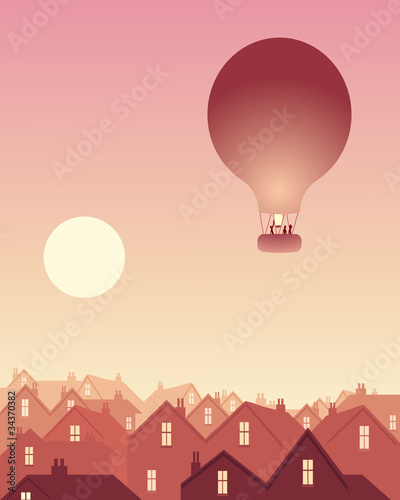 rooftops with balloon