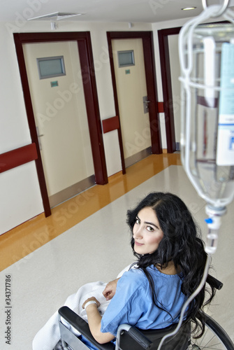 Female patient with wheelchair