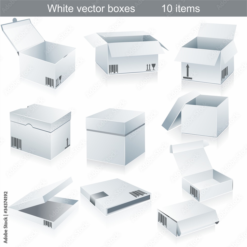 Set vector blank white boxes isolated on white Set vector blank white boxes isolated on white