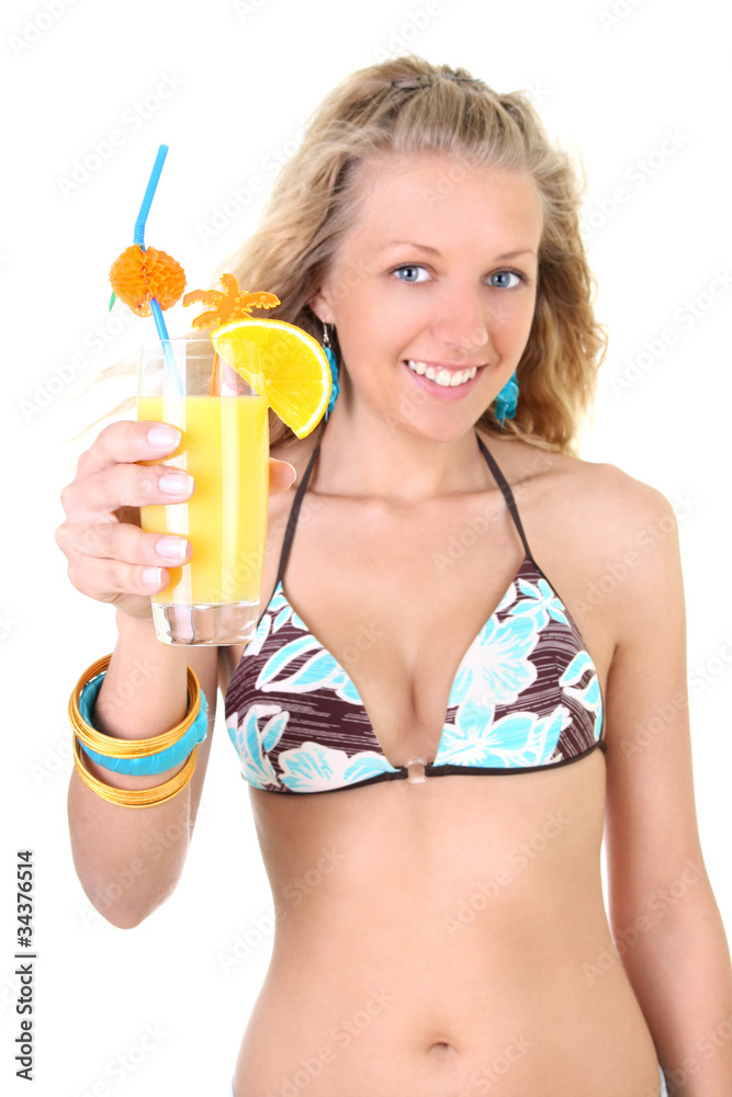 Young woman with glass of fresh juice Young woman with glass of fresh juice