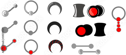 piercings and tunnel vector set
