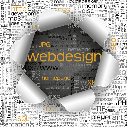 Loch, Webdesign, Hintergrund aufgerissen, TagCloud