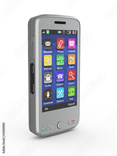 Metallic mobile phone. 3d