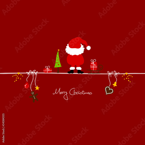 Standing Christmas Santa & Symbols Red