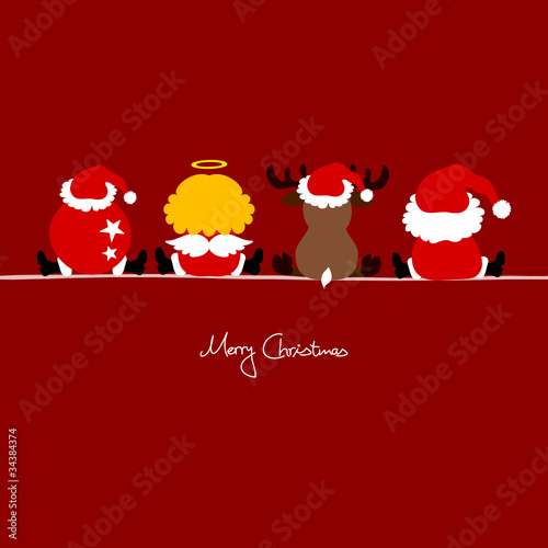 4 Sitting Christmas Symbols Red