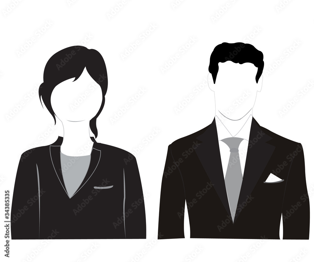 Male and feminine silhouettes on white background Male and feminine silhouettes on white background