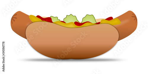 Hot Dog mit Senf und Ketchup