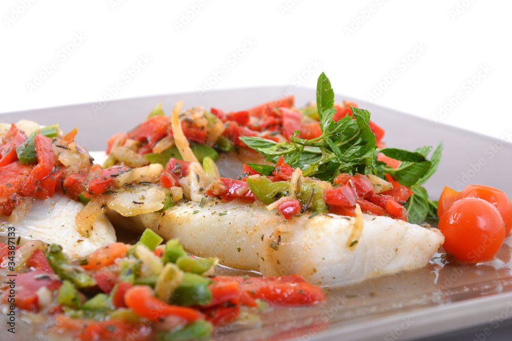 Gastronomie - Filets de Merlu cuisinés en assiette