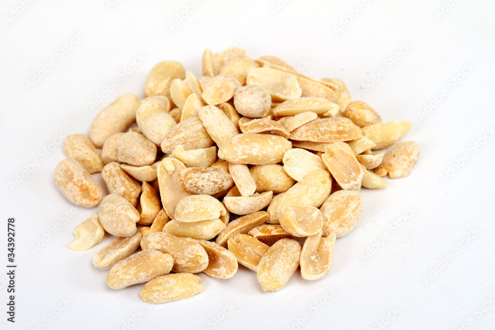 Close-up image of peanuts studio isolated on white background