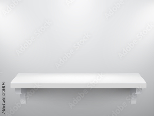 3d isolated empty shelf for exhibit