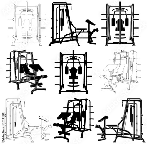 Fitness Home Simulator Gym For Sports Training Vector 02