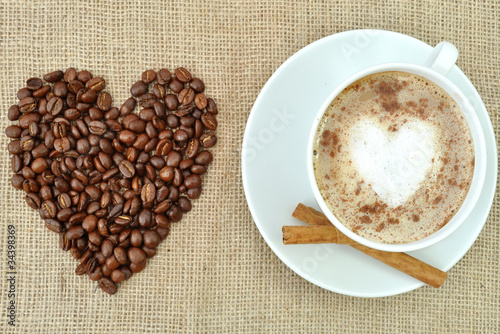 Coffee with heart shape