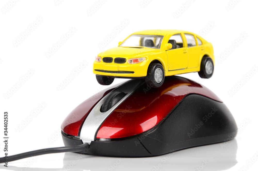 Toy car and computer mouse