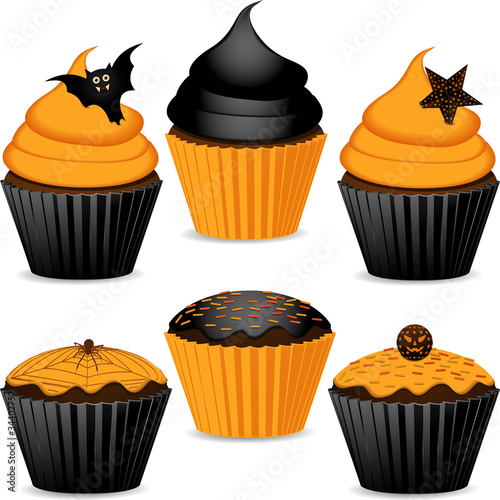 set of halloween cupcakes