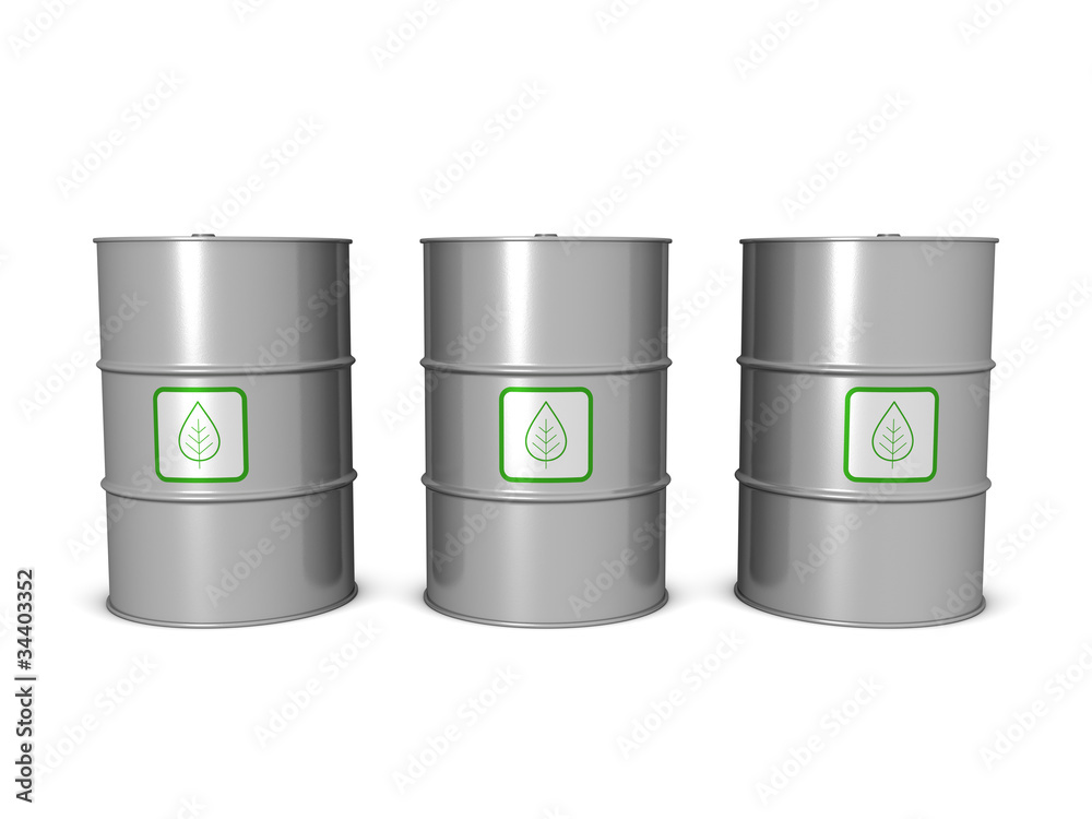Biofuel barrels, isolated on the white background Biofuel barrels, isolated on the white background