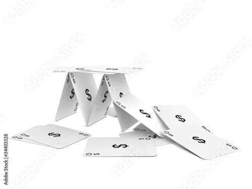 Dollar card tower. Isolated on the white background photo