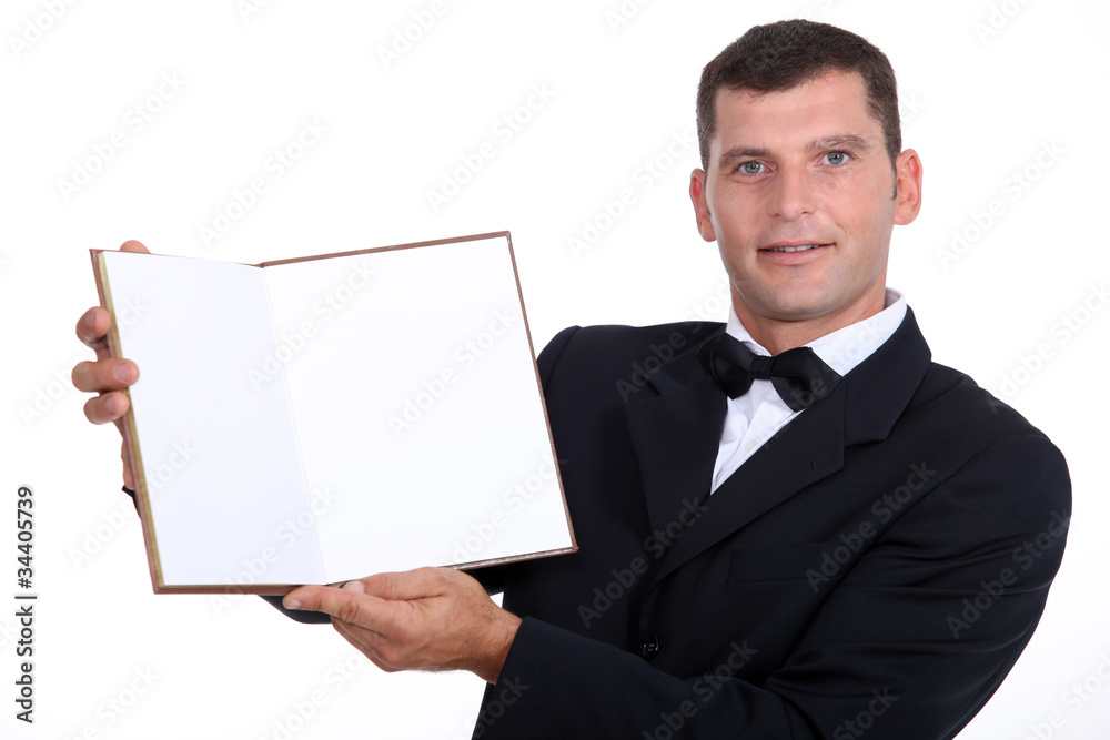 waiter showing menu waiter showing menu