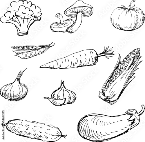 drawn vegetables