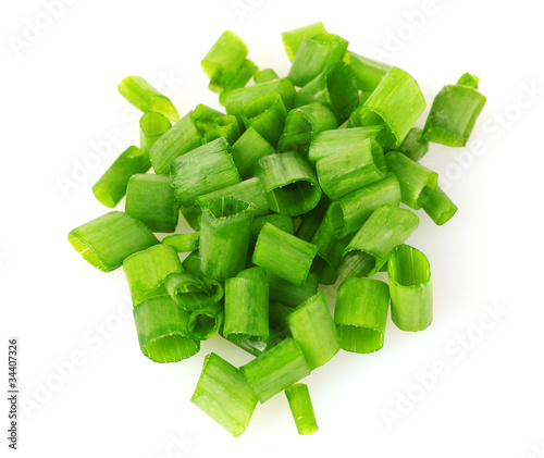 chopped green onion isolated on white