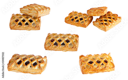 twist buns with jam isolated on white background