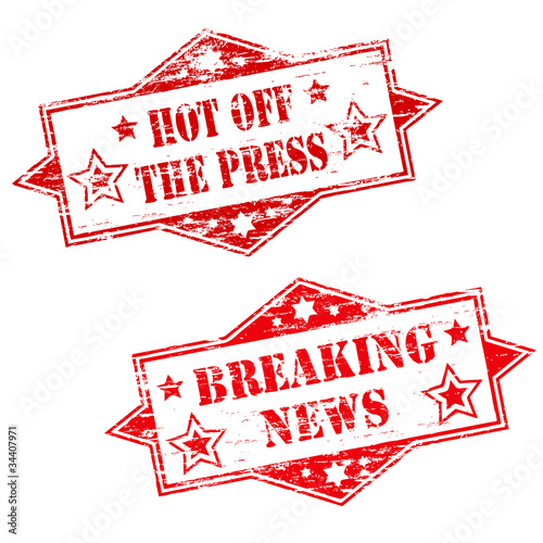 HOT OFF THE PRESS and BREAKING NEWS Stamps