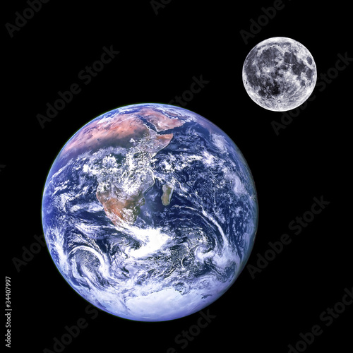 Moon and earth
