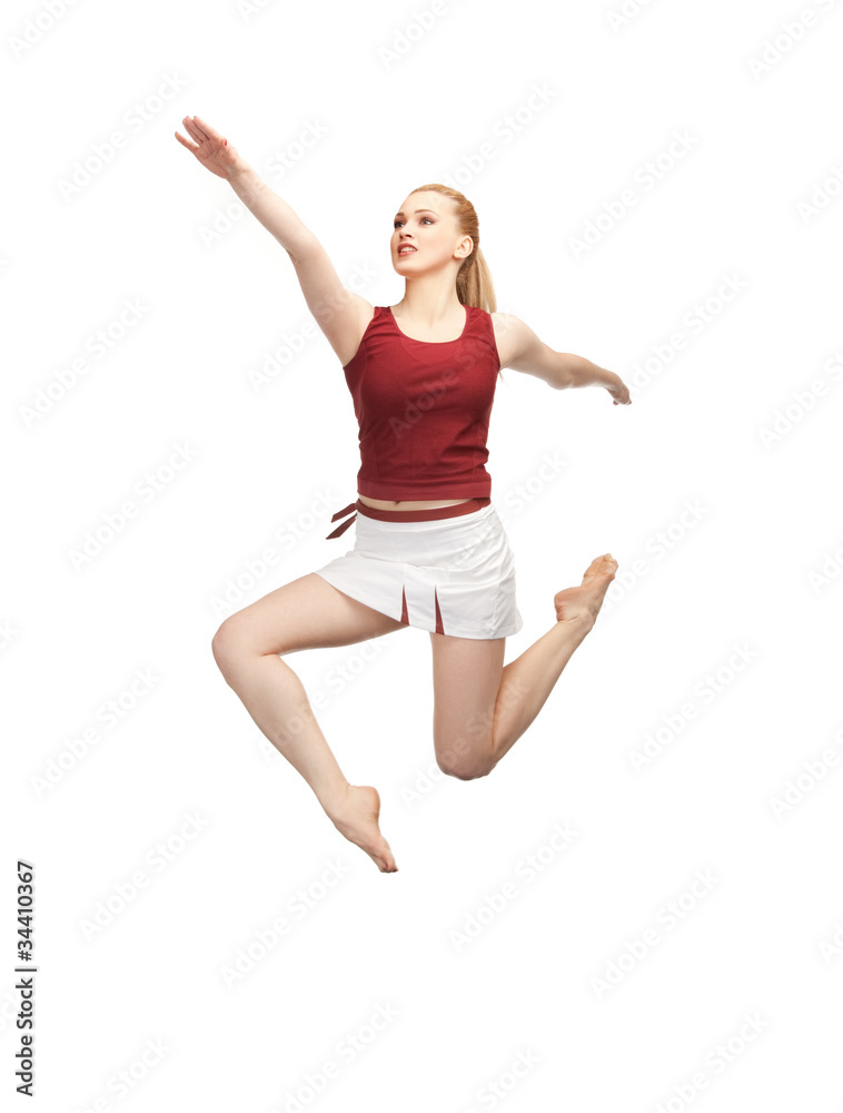 jumping sporty girl