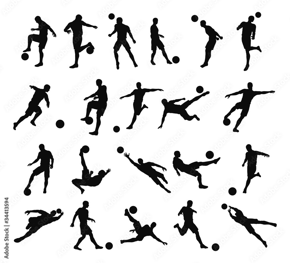 Soccer football player silhouettes